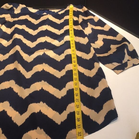 Vintage Shop Beige and Blue Dress - Size Large - Picture 5 of 11